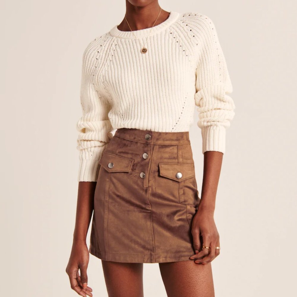 Abercrombie & Fitch Vegan Suede Pocket Mini Skirt